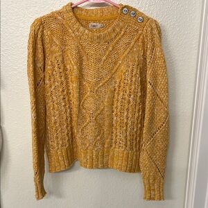 Faherty Mustard Knit Sweater with Button Details